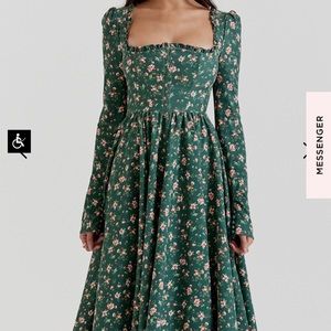 House of CB Green Floral Delia Dress NWOT Size Large Cottage Core